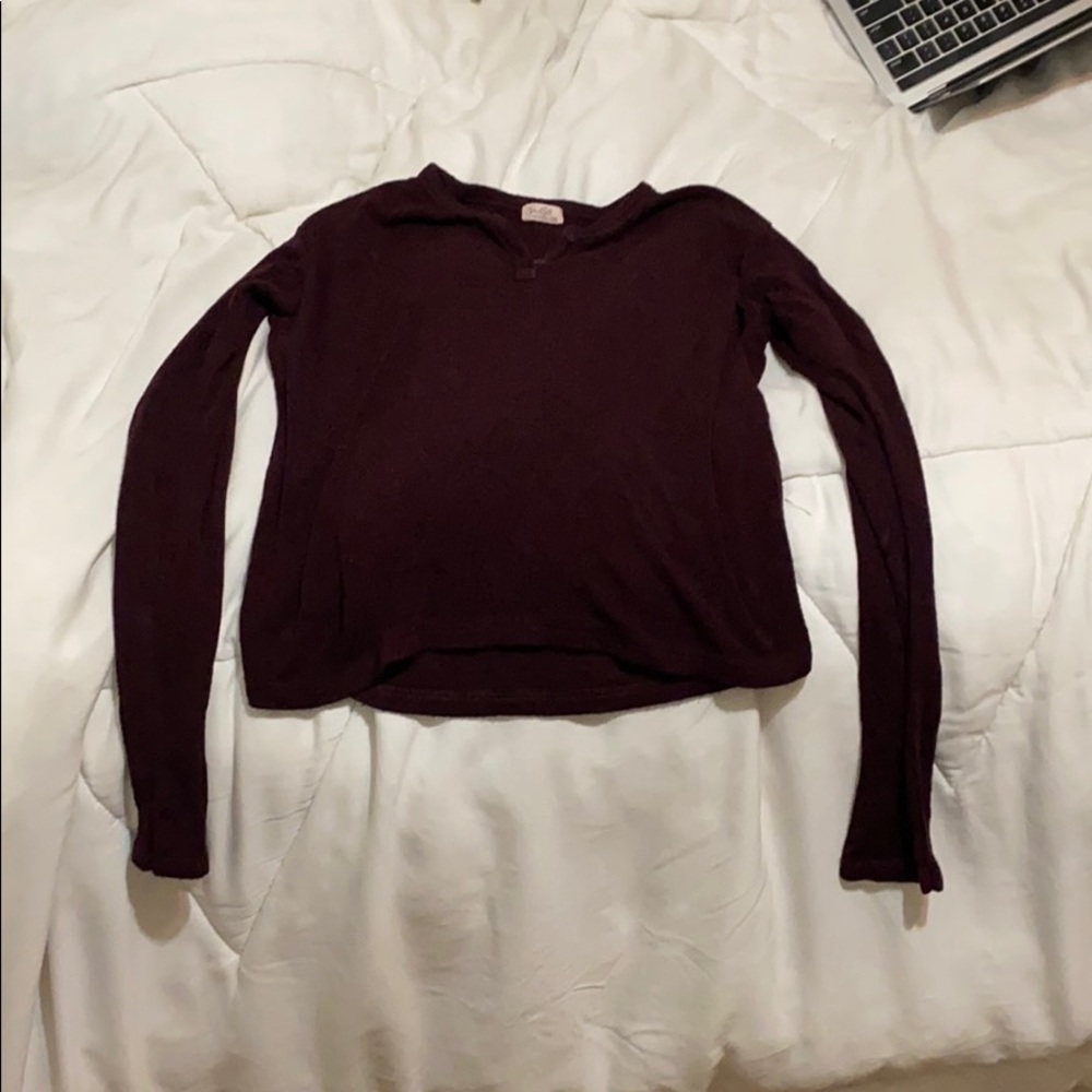 Red Wine/Maroon Slightly Crop Long Sleeve